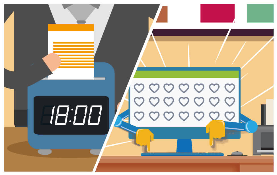 晚上，你下班了，公司的電腦不下班自動幫你按讚